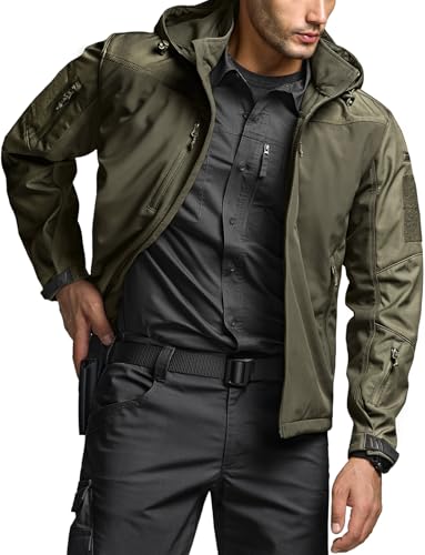 CQR Men's Hooded Tactical Softshell Jacket, Water Resistant Fleece Lined Hoodie, Winter Outdoor Hunting Hiking Rain Wind3