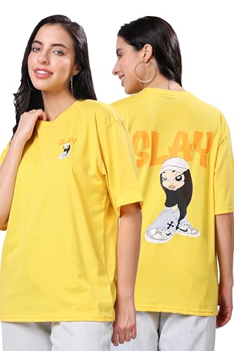 Image of TQH Women's Casual Printed Round Neck, Oversized Longline Drop Shoulder Boho Style T-Shirt