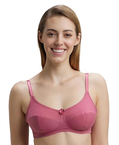Image of Jockey 1615 Women's Wirefree Non Padded Super Combed Cotton Elastane Stretch Full Coverage Everyday Bra with Soft Adjustable Straps Rose Wine 38C