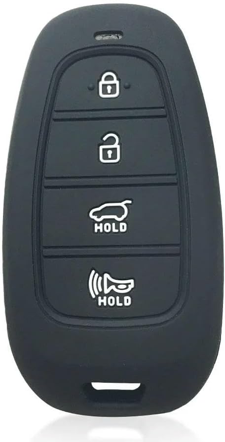 Car Silicone Key Shell for Hyundai Santa Fe Tucson 2022 Nexo NX4 Atos Prime Solaris 2021 i30(B Model Black)