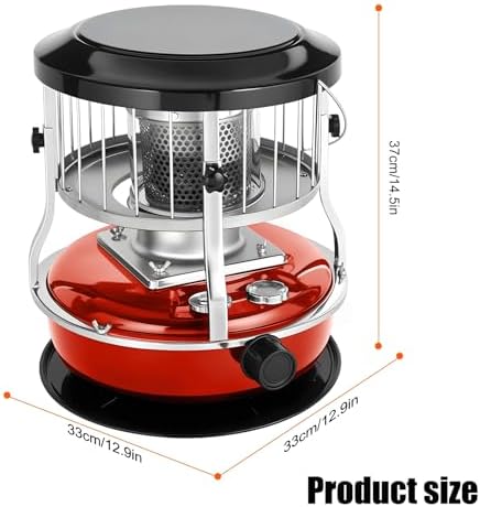Kerosene Heater for Indoor Use - Non-Electric 9000 BTU Kerosene Stove with Radiant Heat, Portable Emergency Heater for Camping, Hunting, Power Outage, Dual Purpose Cooking & Heating Red — view 2