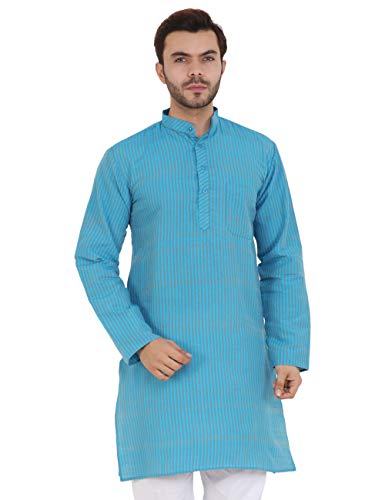 Image of LATEST CHIKAN Men's Cotton Blend Regular Striped Kurta