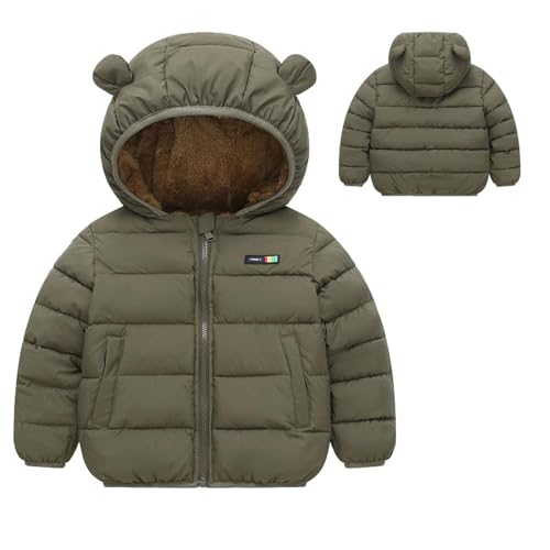 Toddler Winter Coats Fuzzy Fleece Lined Puffer Jacket Hooded Bear Ears Sherpa Jacket for Boys Girls Kids Outerwear2