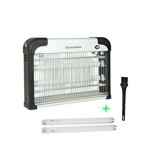 Concise Home Lámpara Mata Insectos, XHY-20EU-1 Lámpara Anti Mosquitos Luz Ultravioleta Mata Moscas, Mosquitos,abarca 50m2 con una Potencia de 20w (2x10w), con 2 Tubos de 10 w de Regalo