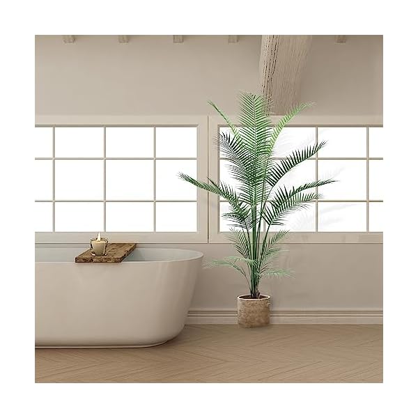 Artificial palm tree 6feet fake palm tree with 18 trunks perfect faux dypsis lutescens plants in pot for indoor outdoor house home office garden modern decor housewarming gift 1pack  urban country home decor