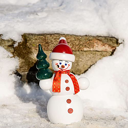 Seiffener Volkskunst German incense smoker snowman with christmas tree, height 15 cm / 6 inch, original Erzgebirge SV 12212 - Image 2