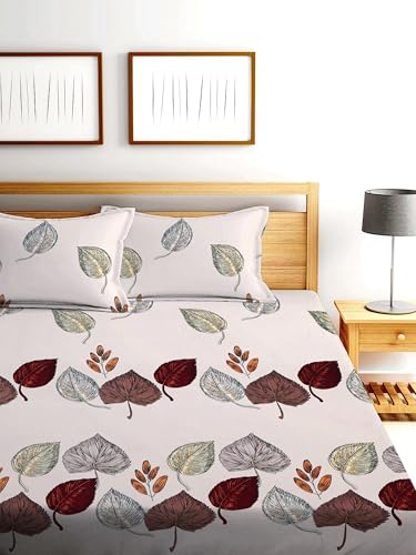 Image of 250 Tc Glace Cotton Super Soft Flat Double Bed Bedsheets With 2 Pillow Covers For Bed King Size (Size-90 X 100 Inch) (Cream)