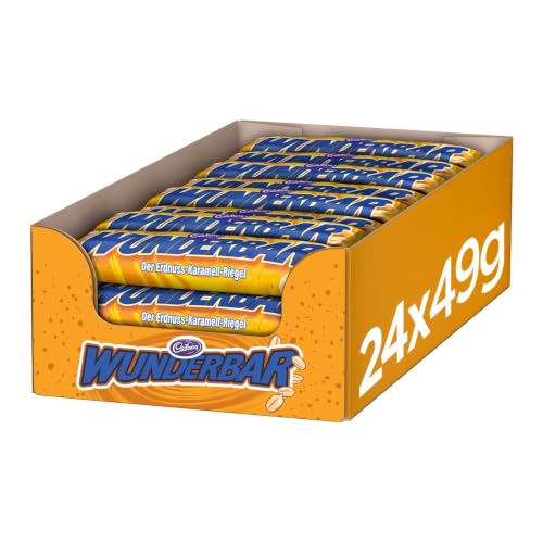 WUNDERBAR Peanut Einzeln verpackte Erdnuss-Karamell-Riegel mit knackigen Erdnussstückchen 24 x 49g