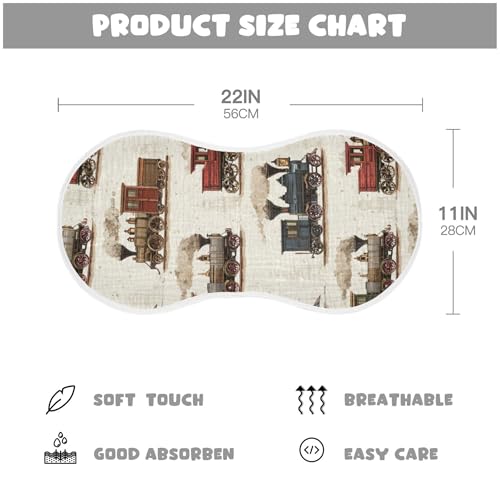 Steam Trains Vintage Burp Cloths Baby Boys Girls Absorbent Soft Cotton Burping Cloths Rags, 1 Pack2