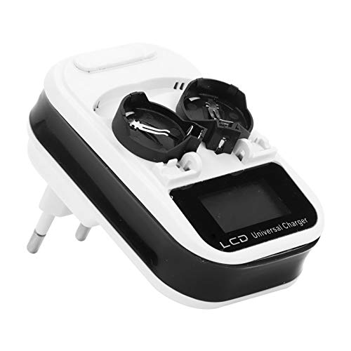 Cargadores de Pilas Botón, Pantalla LCD Recargable Batería Alta Capacidad Celda Moneda Iones Litio para LIR2016 LIR2025 LIR2032 Ml2016 Ml2025 Ml2032 100 240V Reemplazo Llavero, 2Piezas(Enchufe UE)
