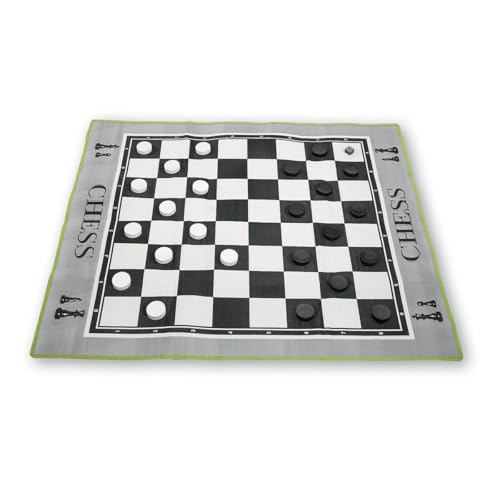 Nasco PE08646 Giant Floor Checkers Game for 2-4 Players, Ages 72+, Includes Carpet and Pieces
