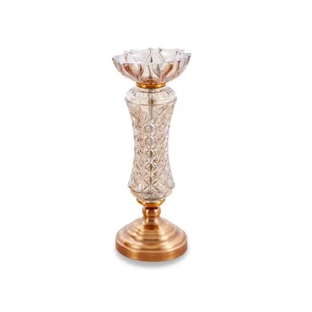HTTGDGDH Table Candlestick European Ornaments Crystal Glass Incense Smoked Candle Table Gold Living Room Decoration,D-11 * 30cm