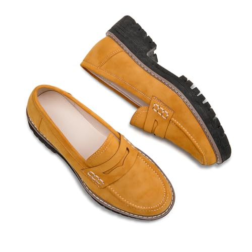 Image of Womens Loafers Shoes Platform Chunky Penny Loafer Lug Sole Comfortable Slip On Work Office Business Casual Dress Shoes, US Size 5-11.5