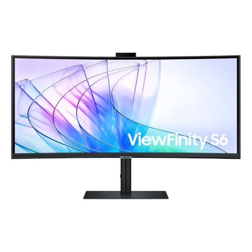 Monitor Samsung ViewFinity S6 34' 2024 UWQHD, Tela Curva, Painel IPS, 100Hz, 5ms, HDR10, HAS, HDMI, DP, USB-c, LAN