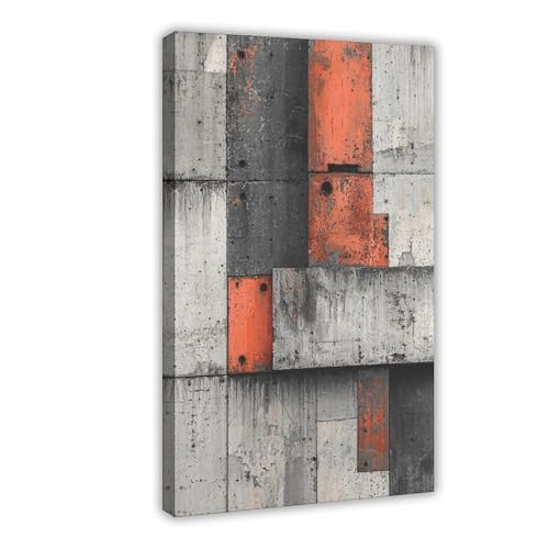 Raw Texture Brutalist Poster – Grey Cement Abstract Wall Art