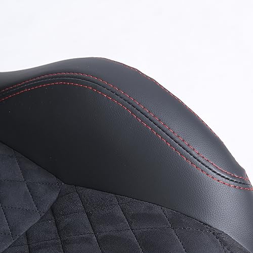 Universal 2Pcs Racing Seats Black Pvc Leather Suede Red Diamond Stitch Racing Bucket Seats Sport Pair Adjustable Seats With Double Sliders For Cars #TOP6