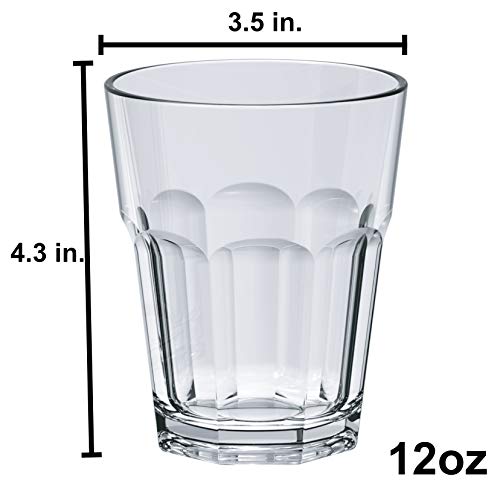 12 Oz Drinking Glasses Tritan Acrylic Cups Set By Decor Works - Glassware Plastic Tumblers - Water Glasses Acrylic Glasses - Bpa Free Water Cups & Durable - Dishwasher Safe Drinking Glasses Set Of 6 #TOP7