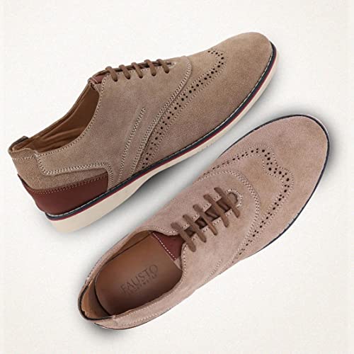 Image of FAUSTO Men's Suede Leather Oxford Casual Shoes