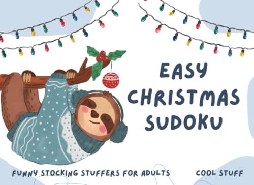 Funny Stocking Stuffers for Adults: Cool Stuff: Easy Sudoku with Sloth: Gag Gift Idea for Women Men Teens. Christmas 2021 image 2