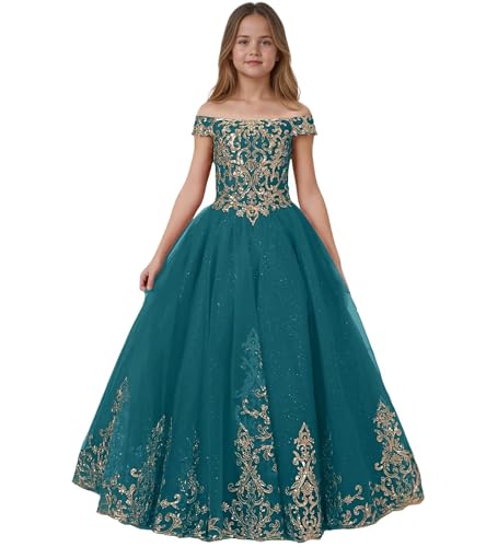 CHouor Flower Girl Dresses A-line First Communion Dress Girls Pageant Princess Flower Dress Peacock Size 6