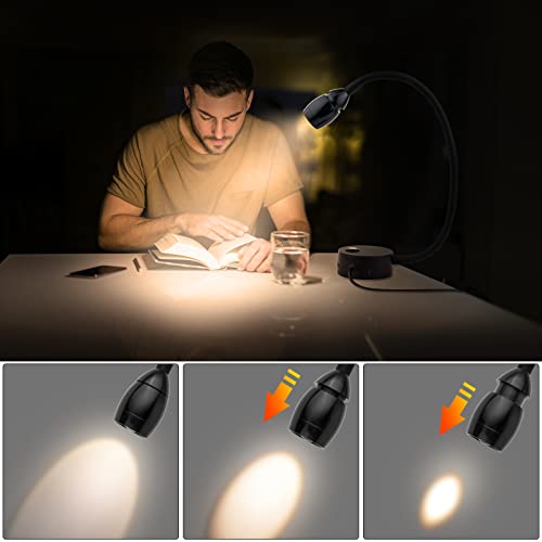 Wall Mounted Led Reading Light With 15" Flexible Gooseneck, Focused Adjustable Book Light For Reading In Bed With Usb Output, Plug In Dimmable Bedside Headboard Night Lights, Touch Control - 2 Pack #TOP1
