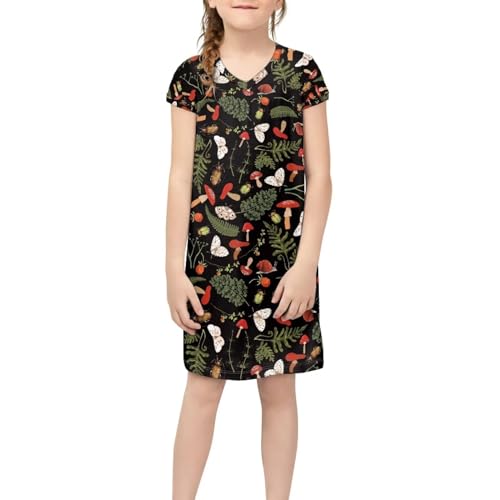 Hawapod Girls T Shirt Dress Print Short Sleeve V Neck Casual Loose Summer Dress for Girls 4-14