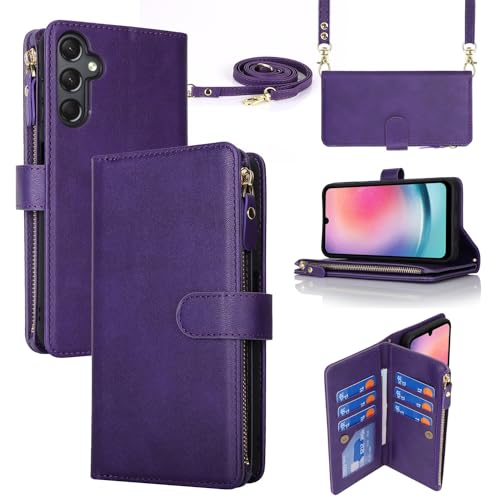 Housse Samsung A25 5G violette avec porte-carte béquille et protection intégrale antichoc