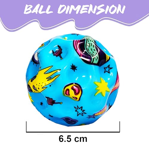 Image of VGRASSP Super Bouncy Rubber Moon Ball Toy for Kids and Adults with Craters - High Bounce, Textured Grip, Perfect for Playtime Fun - Return Gift Foam Ball (Pack of 12) Multicolor