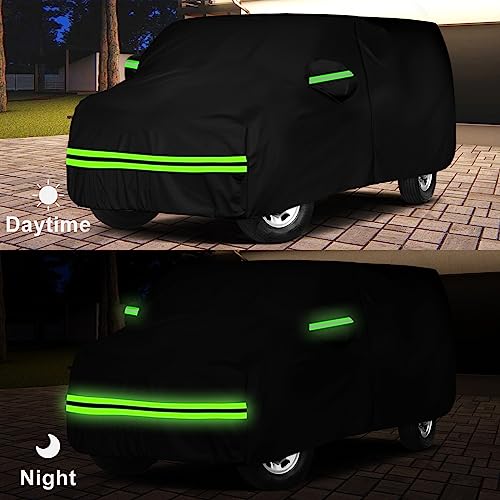 Image of Waterproof Car Cover Compatible with Chevrolet Express /GMC Savana Cargo Van 1500 /2500 /3500 Extended Length LWB 2003-2025, 6 Layers Car Covers with Zipper Door for Snow Rain Dust Protection