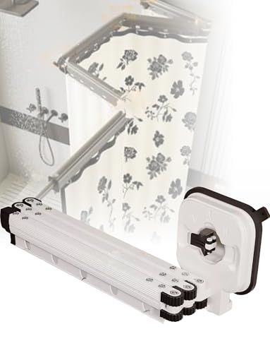 Rideau de douche pliable imperméable compact avec barre réglable en alu - 2