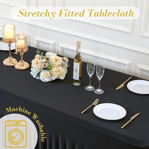 Housse de table banquet noire spandex jupe nappe rectangulaire 1.8m