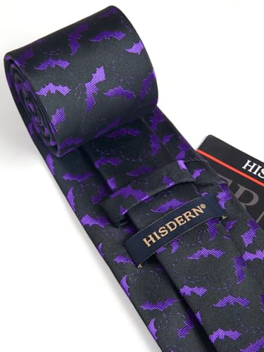 Image of HISDERN Ties for Men Classic Animal Tie and Pocket Square Set Jacquard Woven Silk Neckties Handkerchief Wedding Party
