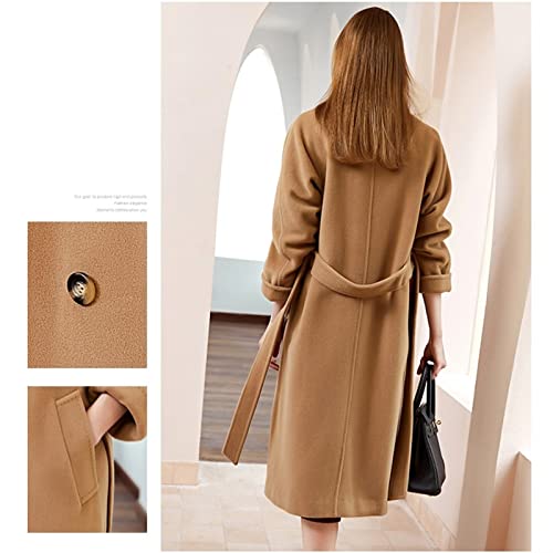 wollen jas Dames Wol Pea Jas Winter Trench Overjas Losse Styel H Vorm Uitloper Jassen met grote zakken Damesjas (Color : Beige, Size : S