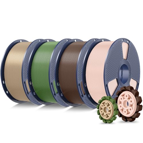 Image of SUNLU PLA+2.0 3D Printer Filament 4KG, Upgrade PLA+ Filament 1.75mm, Tougher and Stronger, Dimensional Accuracy + /-0.02mm, 1KG per Spool, 4KG Total, Beige+Coffee Brown+Olive Green+Oak