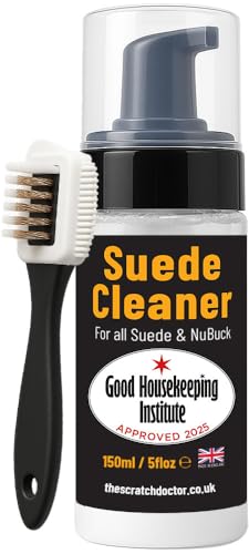The Leather Clinic Suede & Nubuck Cleaner Foam 150ml for Shoes Boots Sandals Trainers | Clean & Protect Dirt & Stains | Includes 3 Sided Suede Brush & Cleaning Cloth