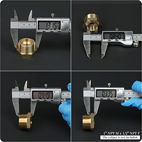 Buje reductor de latón 1 a 1/2 NPT macho hembra U.S. Solid para tubería 7