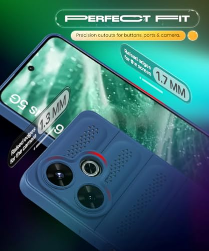 Image of WOW IMAGINE Ultimate Silicone Back Cover Case for Mi Redmi 13 5G | Poco M6 Plus 5G | Heat Dissipation Thin Soft TPU | 360 Camera Protection | Breathable Cooling Holes - Deep Blue