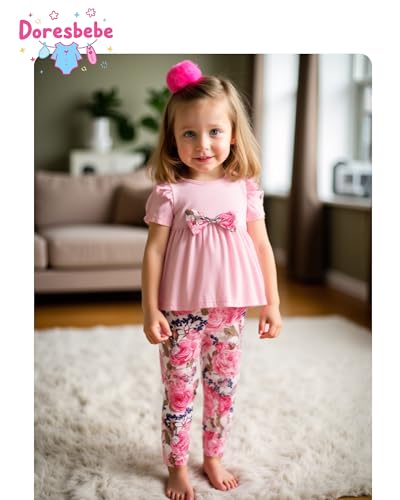 Image of Doresbebe Baby Girl Clothes Toddler Girl Outfits Infant Girl Summer Clothes for Girl Ruffle Shirt Pants+Cute Headband 3PCS