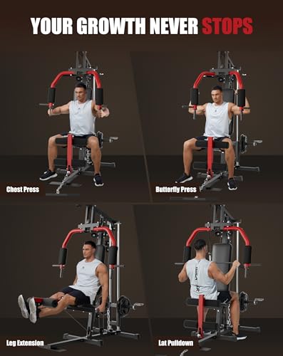 AIKKYS Home Gym Machine, 400 Lbs Home Gym Equipment with Pulley System, Multifunctional Full Body Workout Machine for Strength Training, Fit 1" & 2" Weight Plates (Not Includ) - Image 4