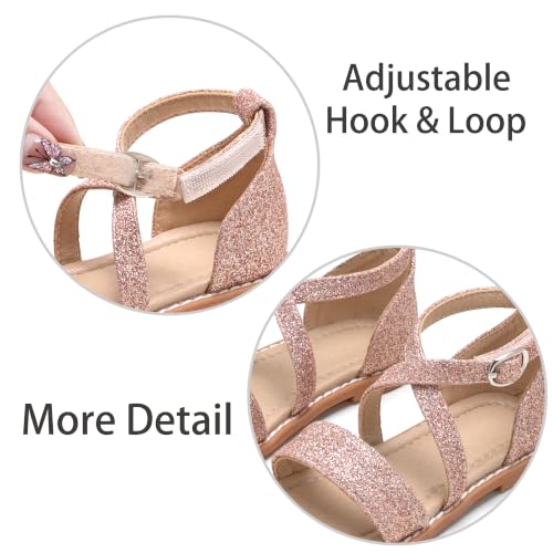 Image of ESTINE Toddler /Little Kid Girls Dress Cross Strappy Open Toe Sandals Princess Flats Summer Flower Girl Shoes