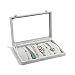 NEOTEND Glass lid Jewelry Tray 20 Hooks Necklace Showcase Display Organizer Gray