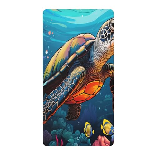 Coloridos Peces De Tortuga De Mar Sábana de Cuna para Niños Pequeños,Sábanas de Algodón Suave para Bebés Aptas para Colchón Corralito