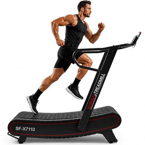 Sunny Health & Fitness Smart Ultra Manual Treadmill, Curved, Non-Motorized, High-Intensity with 8 Levels of Magnetic Resistance - SF-X7110
