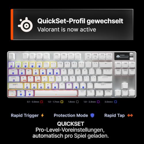SteelSeries APEX PRO TKL Weiß Gen-3-Gaming-Tastatur – OmniPoint 3.0 analoge magnetische Schalter, Quickset-Auto-Presets (Schnellabzug… – Ansicht 3