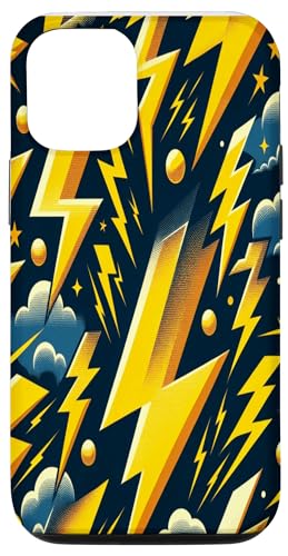 iPhone 14 Lightning Bolts Clouds Celestial Graphic Case