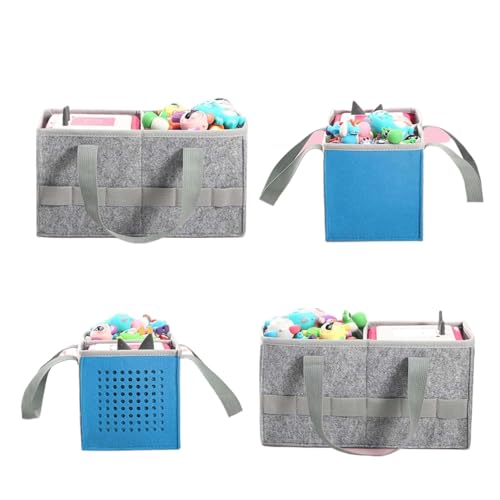 Image of Travel Carrying Bag for Toniebox Starter Set, Blue | Felt Organizer, With Handle, For Toniebox Audio Player, For Tonies Figurines