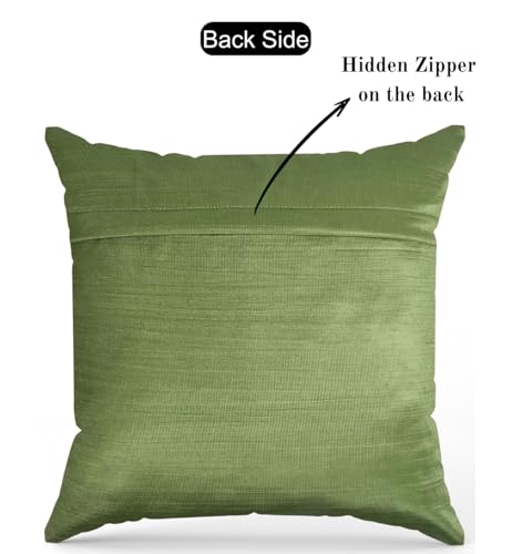 Image of Velvet Foil Cushion Covers 24 inch x 24 inch Set of 2, Pista Green