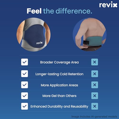 Image of REVIX Extra Large Ice Pack for Back, 2 Packs, Reusable Gel Ice Pack Wrap for Lower Back, 13.4 inch x 11 inch, Cold Compress Therapy for Waist, Lumbar Discomfort Relief, Muscle Relaxation, Blue