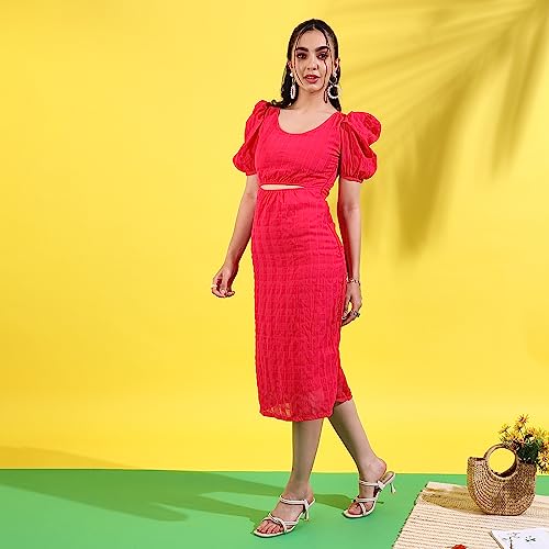 Image of PINACOLADA Women's Solid Dress for Casual Wear | Regular Sleeve | Quality Stretchable Fabric | Dress Crafted with Enhanced Stretch and Comfort Fit for Everyday Wear