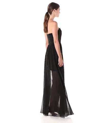 nicole miller black strapless dress Nicole Miller NY Black Long Strapless Evening Dress With Chain Detail-size S/M (marked 10)
